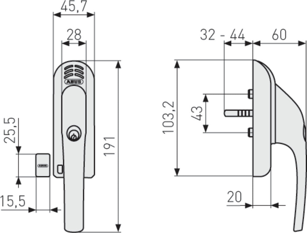 Abschließbarer Fenstergriff mit Alarmfunktion FG300A