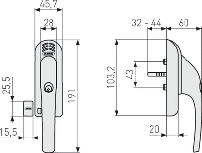 Abschließbarer Fenstergriff mit Alarmfunktion FG300A